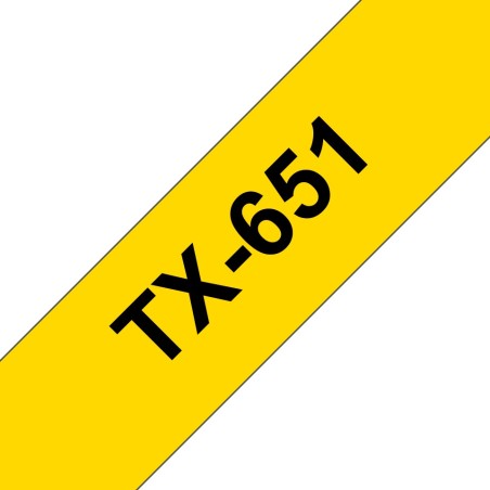 Banda laminata Original Brother Black on Yellow, TX651, pentru D600|E500|E550|H500|P700|P710|P750|330|350|520|540|580|1400|1500|