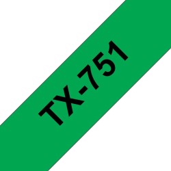 Banda laminata Original Brother Black on Green, TX751, pentru D600|E500|E550|H500|P700|P710|P750|330|350|520|540|580|1400|1500|1