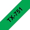 Banda laminata Original Brother Black on Green, TX751, pentru D600|E500|E550|H500|P700|P710|P750|330|350|520|540|580|1400|1500|1