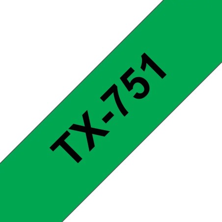 Banda laminata Original Brother Black on Green, TX751, pentru D600|E500|E550|H500|P700|P710|P750|330|350|520|540|580|1400|1500|1