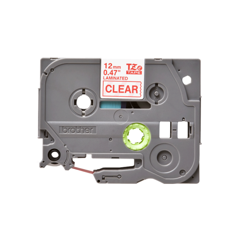 Banda laminata Original Brother Red on Clear, TZE132, pentru E105|E110|H100|H101|H105|H110|H111|P300|128|200|1000|1010|1090|1100
