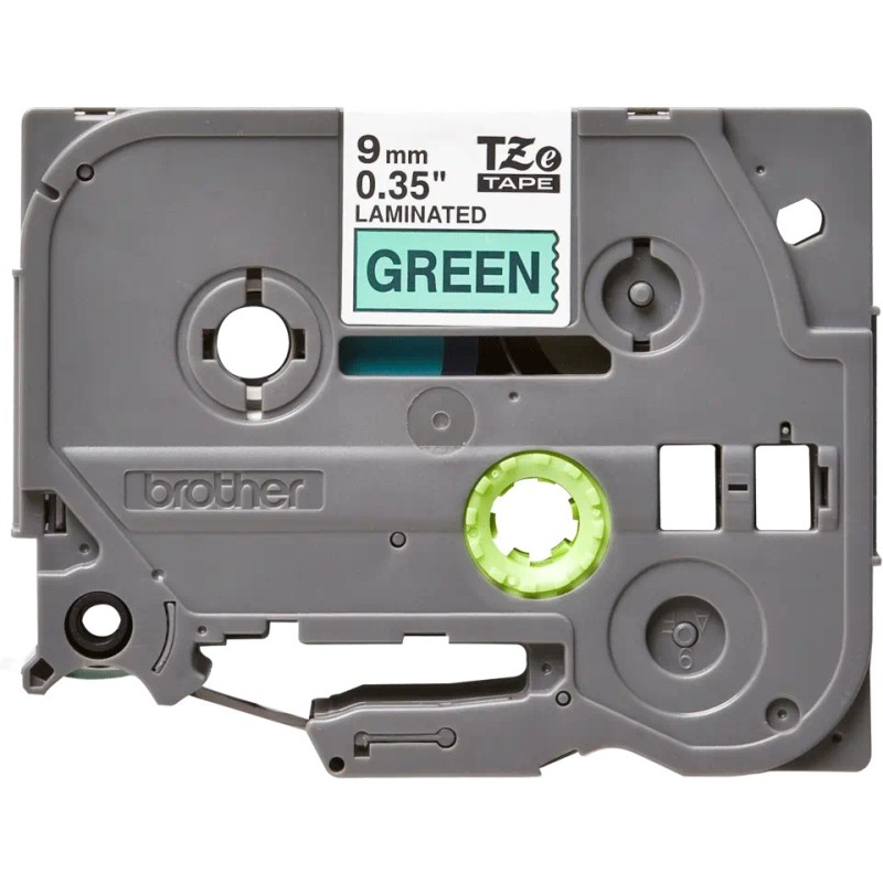 Banda laminata Original Brother Black on Green, TZE721, pentru E105|E110|H100|H101|H105|H110|H111|P300|128|200|1000|1010|1090|11
