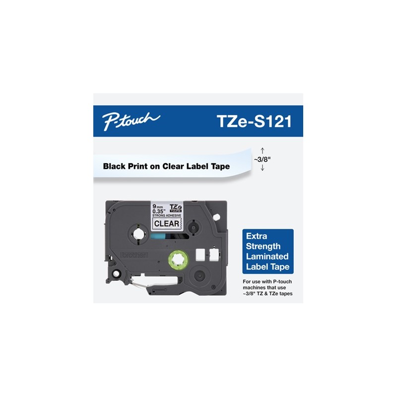 Banda laminata Original Brother Black on Clear, TZES121, pentru E105|E110|H100|H101|H105|H110|H111|P300|128|200|1000|1010|1090|1