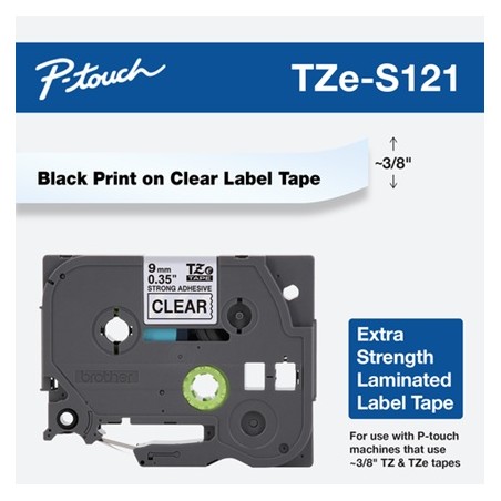 Banda laminata Original Brother Black on Clear, TZES121, pentru E105|E110|H100|H101|H105|H110|H111|P300|128|200|1000|1010|1090|1