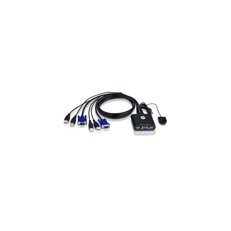 SWITCH KVM ATEN control 2 PC la 1 KVM, conector tip USB (T) x 4 | VGA (T) x 2, "CS22U-A7" (timbru verde 0.8 lei)