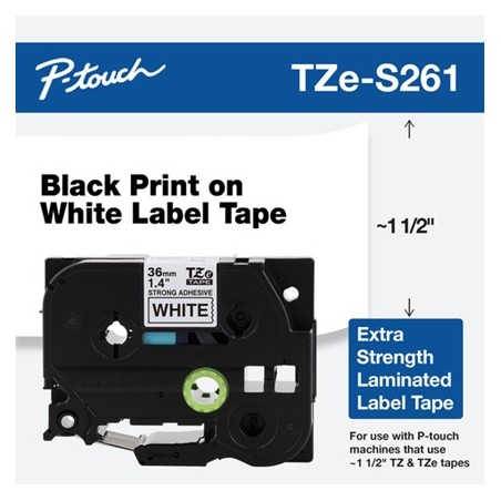 Banda laminata Original Brother Black on White, TZES261, pentru 530|550|3600|9200|9400|9500|9600|9700|9800|D800|E800|P900|P910|P