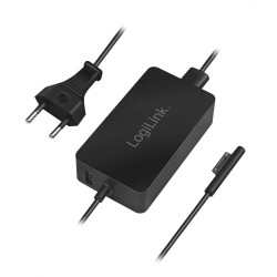 ALIMENTATOR retea 220V LOGILINK, pentru Microsoft Surface, compatibil cu Pro 6/4/3 si Laptop/Go/Book, 44W, USB 5V/1A, 0.5m, negr