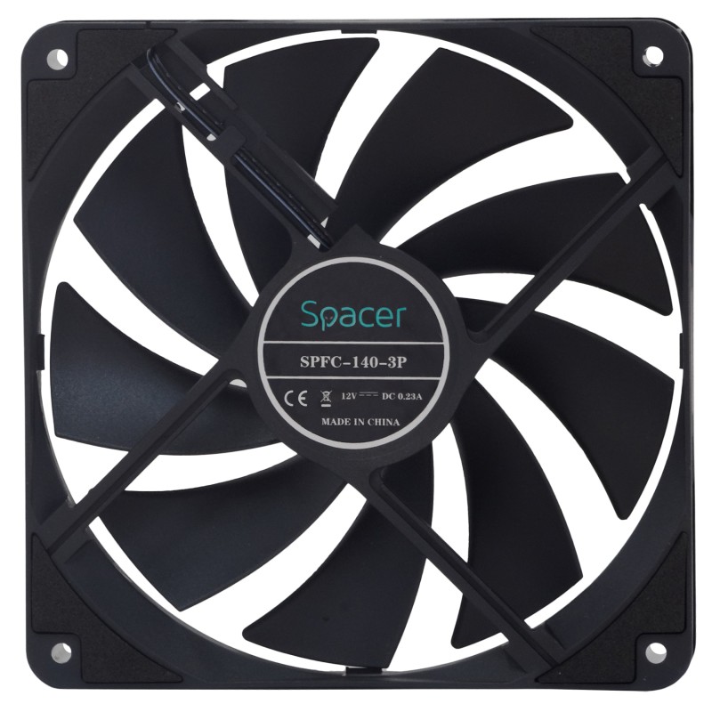 VENTILATOR SPACER PC 140x140x25 mm, Hydraulic Bearing, 67.6CFM, conector 3-pin, no LED,  black "SPFC-140-3P" (timbru verde 0.18 