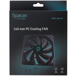 VENTILATOR SPACER PC 140x140x25 mm, Hydraulic Bearing, 67.6CFM, conector 3-pin, no LED,  black "SPFC-140-3P" (timbru verde 0.18 