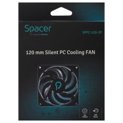 VENTILATOR SPACER PC 120x120x25 mm, Hydraulic Bearing, 45CFM, conector 3-pin, no LED,  black "SPFC-120-3P" (timbru verde 0.18 le