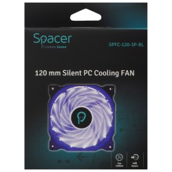 VENTILATOR SPACER PC Silent 120x120x25 mm,  BLUE light, Hydraulic Bearing, 34CFM, conector 3-pin "SPFC-120-3P-BL" (timbru verde 