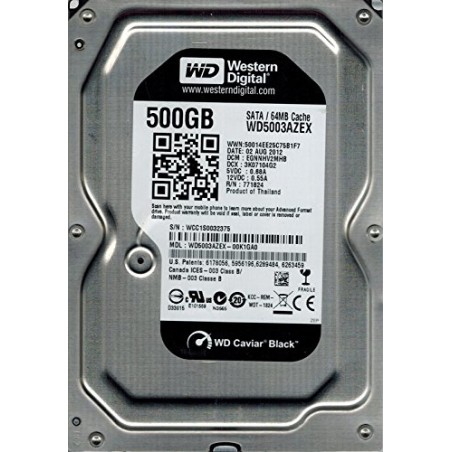 HDD WD 500 GB, Black, 7.200 rpm, buffer 64 MB, pt. desktop PC, "WD5003AZEX"