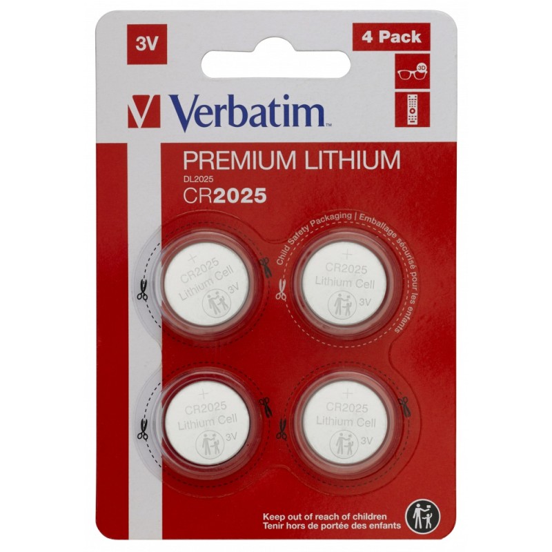 BATERIE VERBATIM, butoni (CR2025), 3V litiu, 4 buc., "49532" (timbru verde 0.04 lei)