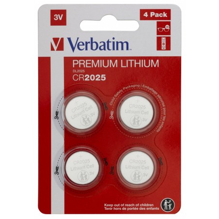 BATERIE VERBATIM, butoni (CR2025), 3V litiu, 4 buc., "49532" (timbru verde 0.04 lei)