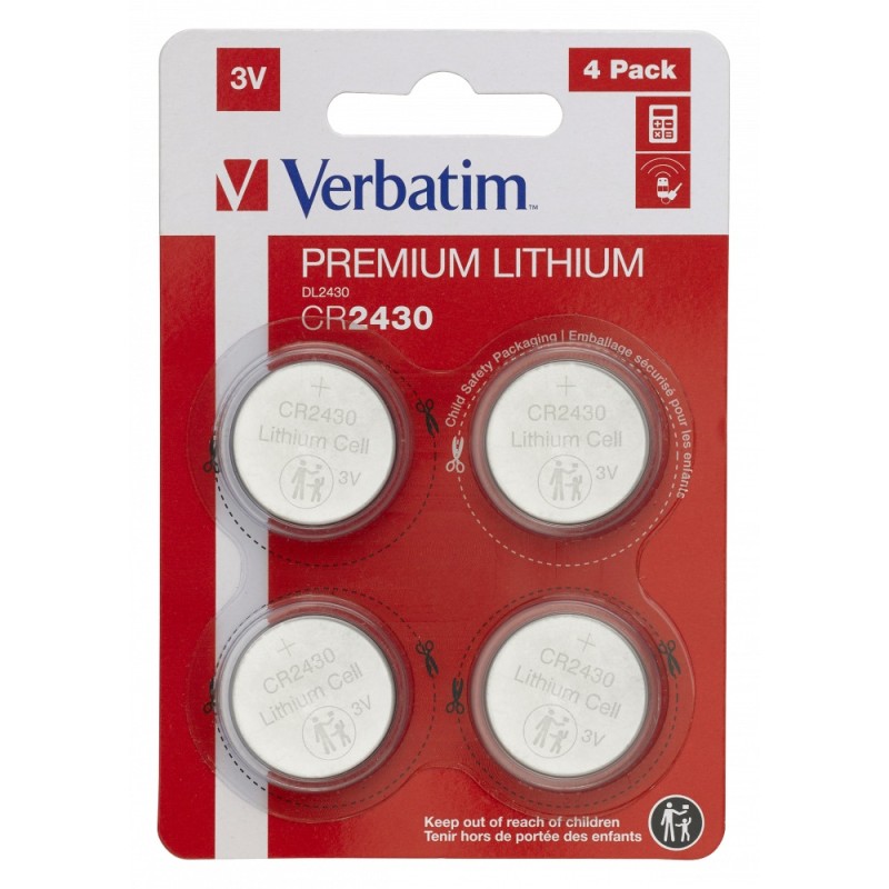 BATERIE VERBATIM, butoni (CR2430), 3V litiu, 4 buc., "49534" (timbru verde 0.04 lei)