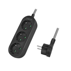 PRELUNGITOR LOGILINK, Schuko x 3, conectare prin Schuko (T), cablu 1.5 m, 16 A, protectie copii, alb/ negru, "LPS261" (timbru ve