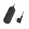PRELUNGITOR LOGILINK, Schuko x 3, conectare prin Schuko (T), cablu 1.5 m, 16 A, protectie copii, alb/ negru, "LPS261" (timbru ve