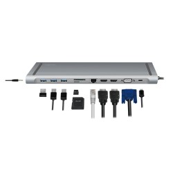 DOCKING Station LOGILINK universal, conectare PC USB TYPE-C 3.2, USB 3.0 x 3, porturi video VGA x 1, HDMI x 2, RJ-45, card reade