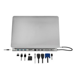 DOCKING Station LOGILINK universal, conectare PC USB TYPE-C 3.2, USB 3.0 x 3, porturi video VGA x 1, HDMI x 2, RJ-45, card reade