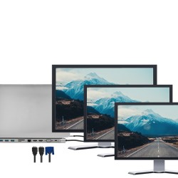 DOCKING Station LOGILINK universal, conectare PC USB TYPE-C 3.2, USB 3.0 x 3, porturi video VGA x 1, HDMI x 2, RJ-45, card reade