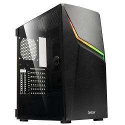 CARCASA  SPACER - gaming, Middle Tower, ATX, "THUNDER", fara sursa, usa sticla securizata (balama), banda LED RGB, USB 2.0 x 2, 