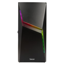 CARCASA  SPACER - gaming, Middle Tower, ATX, "THUNDER", fara sursa, usa sticla securizata (balama), banda LED RGB, USB 2.0 x 2, 