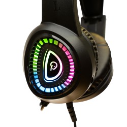 CASTI gaming Spacer RGB, cu fir, standard, utilizare gaming, microfon pe brat, conectare prin USB &amp; Jack 3.5 mm x 2, ilumina