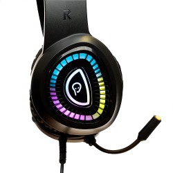 CASTI gaming Spacer RGB, cu fir, standard, utilizare gaming, microfon pe brat, conectare prin USB &amp; Jack 3.5 mm x 2, ilumina