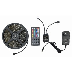BANDA LED GEMBIRD, RGB diferite culori, 280lm, 17W, 150 x LED, banda 5m, telecomanda, rezistenta la stropi IP65, cablu 1.5m, "LE