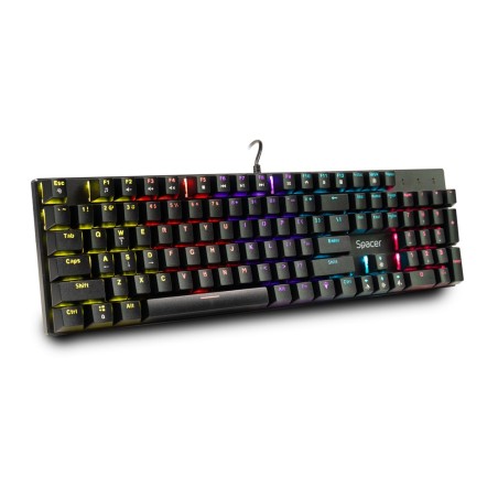 TASTATURA mecanica SPACER USB GLADIATOR, switch-uri mecanice rosii, 104 taste, anti-ghosting 26 taste, iluminare RGB , black, "S