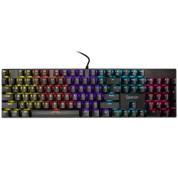 TASTATURA mecanica SPACER USB GLADIATOR, switch-uri mecanice rosii, 104 taste, anti-ghosting 26 taste, iluminare RGB , black, "S