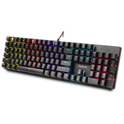 TASTATURA mecanica SPACER USB GLADIATOR, switch-uri mecanice rosii, 104 taste, anti-ghosting 26 taste, iluminare RGB , black, "S