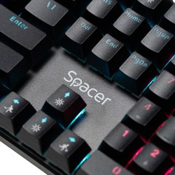 TASTATURA mecanica SPACER USB GLADIATOR, switch-uri mecanice rosii, 104 taste, anti-ghosting 26 taste, iluminare RGB , black, "S