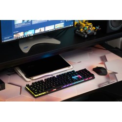 TASTATURA mecanica SPACER USB GLADIATOR, switch-uri mecanice rosii, 104 taste, anti-ghosting 26 taste, iluminare RGB , black, "S