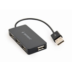 HUB extern GEMBIRD, porturi USB: USB 2.0 x 4, conectare prin USB 2.0, cablu 0.15 m, negru, "UHB-U2P4-04"  (timbru verde 0.8 lei)