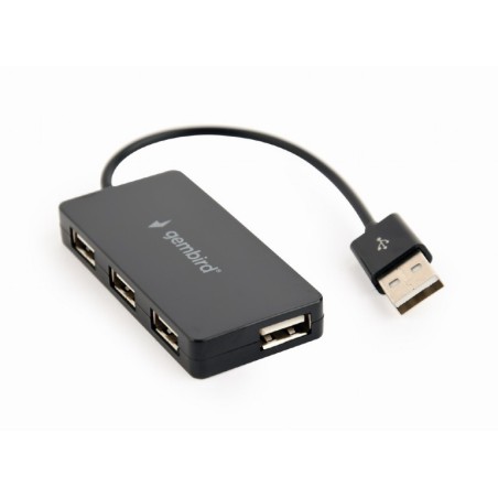 HUB extern GEMBIRD, porturi USB: USB 2.0 x 4, conectare prin USB 2.0, cablu 0.15 m, negru, "UHB-U2P4-04"  (timbru verde 0.8 lei)