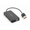 HUB extern GEMBIRD, porturi USB: USB 2.0 x 4, conectare prin USB 2.0, cablu 0.15 m, negru, "UHB-U2P4-04"  (timbru verde 0.8 lei)