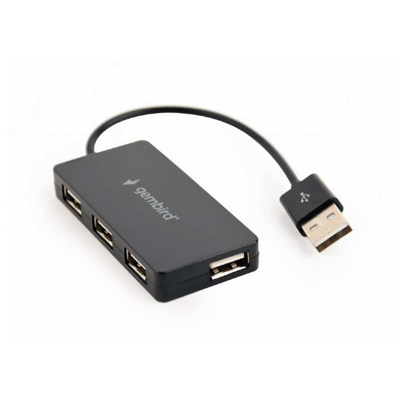 HUB extern GEMBIRD, porturi USB: USB 2.0 x 4, conectare prin USB 2.0, cablu 0.15 m, negru, "UHB-U2P4-04"  (timbru verde 0.8 lei)