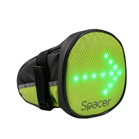 GEANTA reflectorizanta SPACER pentru Bicicleta, cu semnalizare LED prin telecomanda si de montat la sa, "SPBB-LEDSign" (timbru v