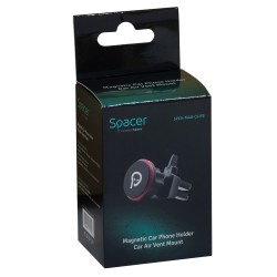 SUPORT auto magnetic SPACER pt. SmartPhone, fixare in ventilatie prin CLIPS, Magnetic, 4 SuperMagneti N50, rotire 360 grade, neg