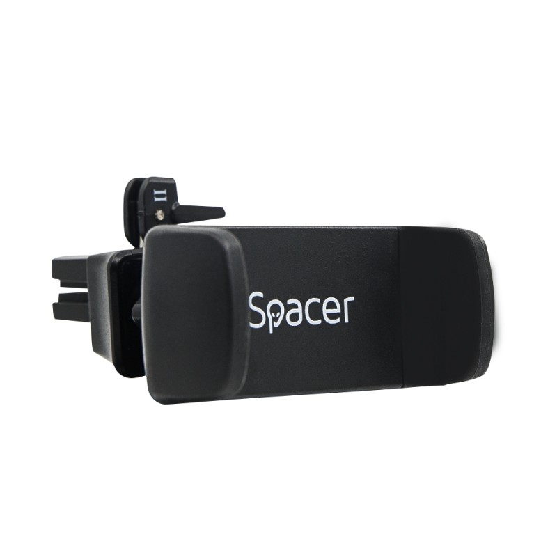 SUPORT auto SPACER pt. SmartPhone, fixare in ventilatie prin CLIPS, Prindere prin Arc, rotire 360 grade, negru, "SPCH-ARC-CLIPS"
