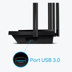 ROUTER TP-LINK wireless 5400Mbps,1 x WAN Gigabit, 4 porturi Gigabit, 1 x USB 3.0, 2.4 Ghz/5 Ghz dual band, 6 antene externe, WI-