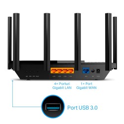 ROUTER TP-LINK wireless 5400Mbps,1 x WAN Gigabit, 4 porturi Gigabit, 1 x USB 3.0, 2.4 Ghz/5 Ghz dual band, 6 antene externe, WI-