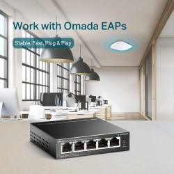 SWITCH PoE TP-LINK  5 porturi 10/100Mbps (4 PoE), IEEE 802.3af, carcasa metalica "TL-SF1005LP" (timbru verde 2 lei)