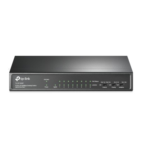 SWITCH PoE TP-LINK  9 porturi 10/100Mbps (8 PoE+), IEEE 802.3af/at, carcasa metalica "TL-SF1009P" (timbru verde 2 lei)