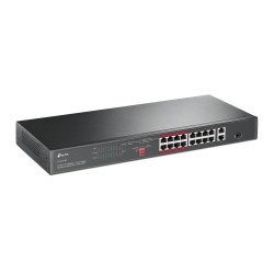 SWITCH TP-LINK  16 porturi, 16× PoE+ 10/100 Mbps RJ45, 2× Gigabit RJ45,1 x combo Gigabit SFP slot, carcasa metal "TL-SL1218P" (t