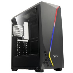 CARCASA  SPACER - gaming, Middle Tower, ATX, "FLASH", fara sursa, sticla securizata, USB 2.0 x 2, USB 3.0 x 1, PSU shroud, black