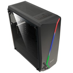 CARCASA  SPACER - gaming, Middle Tower, ATX, "FLASH", fara sursa, sticla securizata, USB 2.0 x 2, USB 3.0 x 1, PSU shroud, black