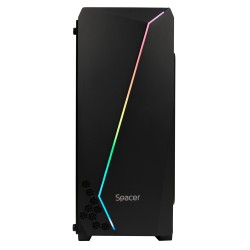 CARCASA  SPACER - gaming, Middle Tower, ATX, "FLASH", fara sursa, sticla securizata, USB 2.0 x 2, USB 3.0 x 1, PSU shroud, black