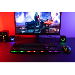 BOXE SPACER Gaming 2.1, RMS: 11W (2 x 3W + 5W), control volum, bass, treble,  3 x LED, USB power, black, 43502139 "SPGS-TORNADO"